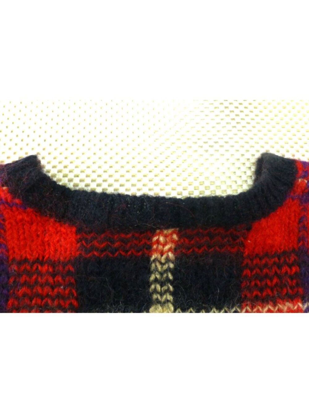 VTG Paul Harris Design Red & Black Plaid Mohair Blend Sweater L Retro Style - Picture 9 of 9